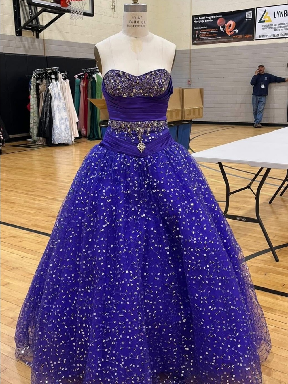 Anny Lee Strapless Beaded Ball Gown Skirt - Royal Purple